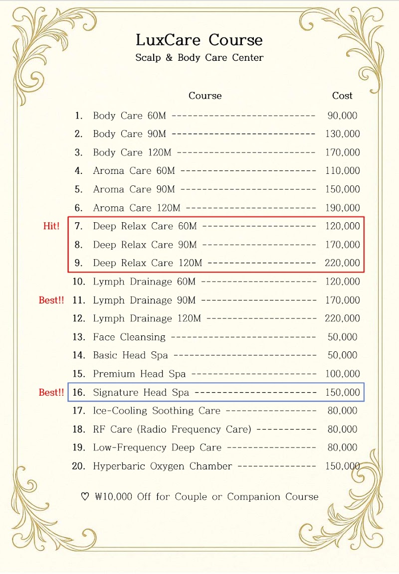 LUXCARE 럭스케어_Gangnam Scalp & Body Care Center